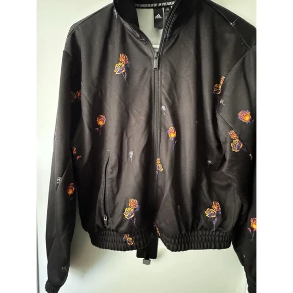 Adidas Women's Full Zip Rose Floral Print Track Jacket Size XS - Picture 2 of 10